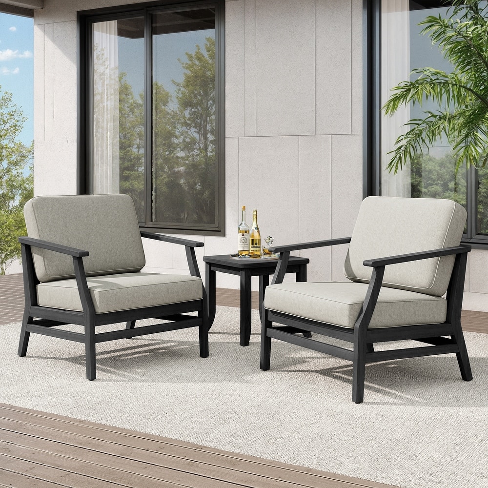 Teak Outdoor Bistro Set with Weather-Resistant Cushions (3-Piece Set)