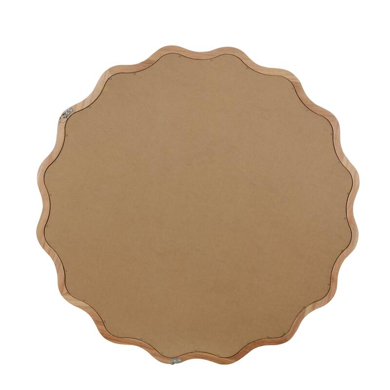 36 inch Wavy Round Solid Wood Frame Decorative Mirror,For Bedroom, Bathroom, Living Room, Entryway