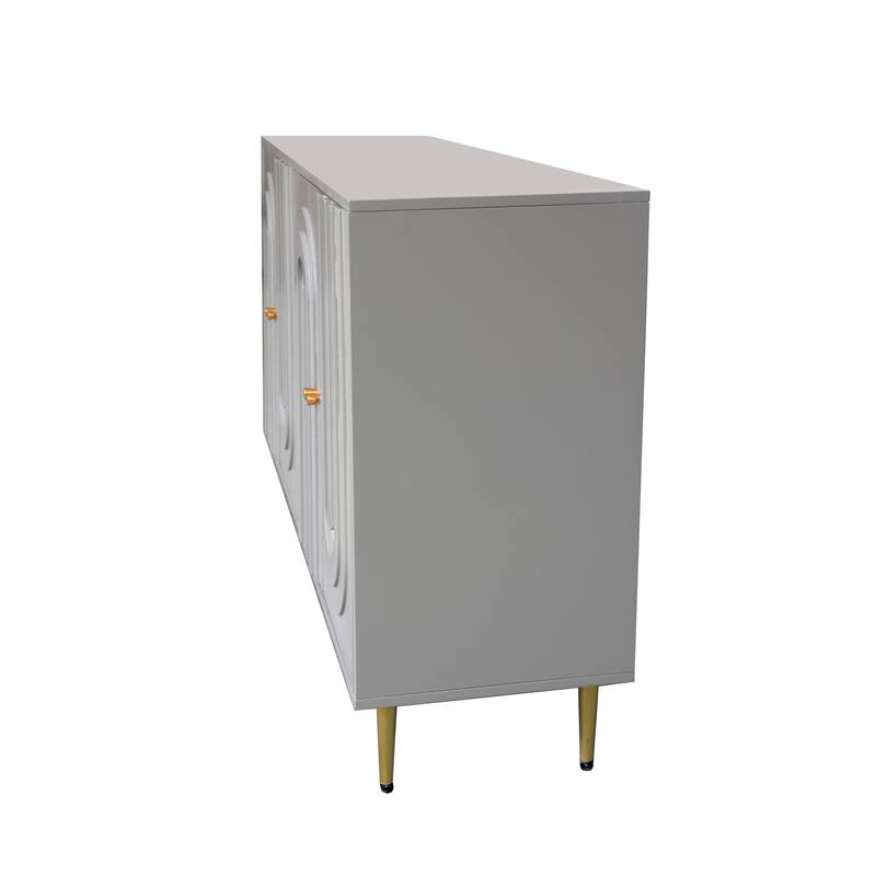 Sleek Gray Lacquered Wooden Sideboard‌ – 4-Door Storage Cabinet for Living Room, Dining Room & Office