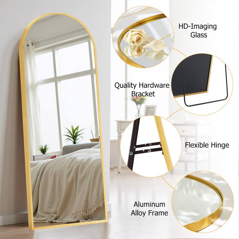 Full Length Mirror with Stand, Floor Mirror with Aluminum Alloy Frame for Bedroom, Standing Full Body Mirror for Wall, Cloakroom