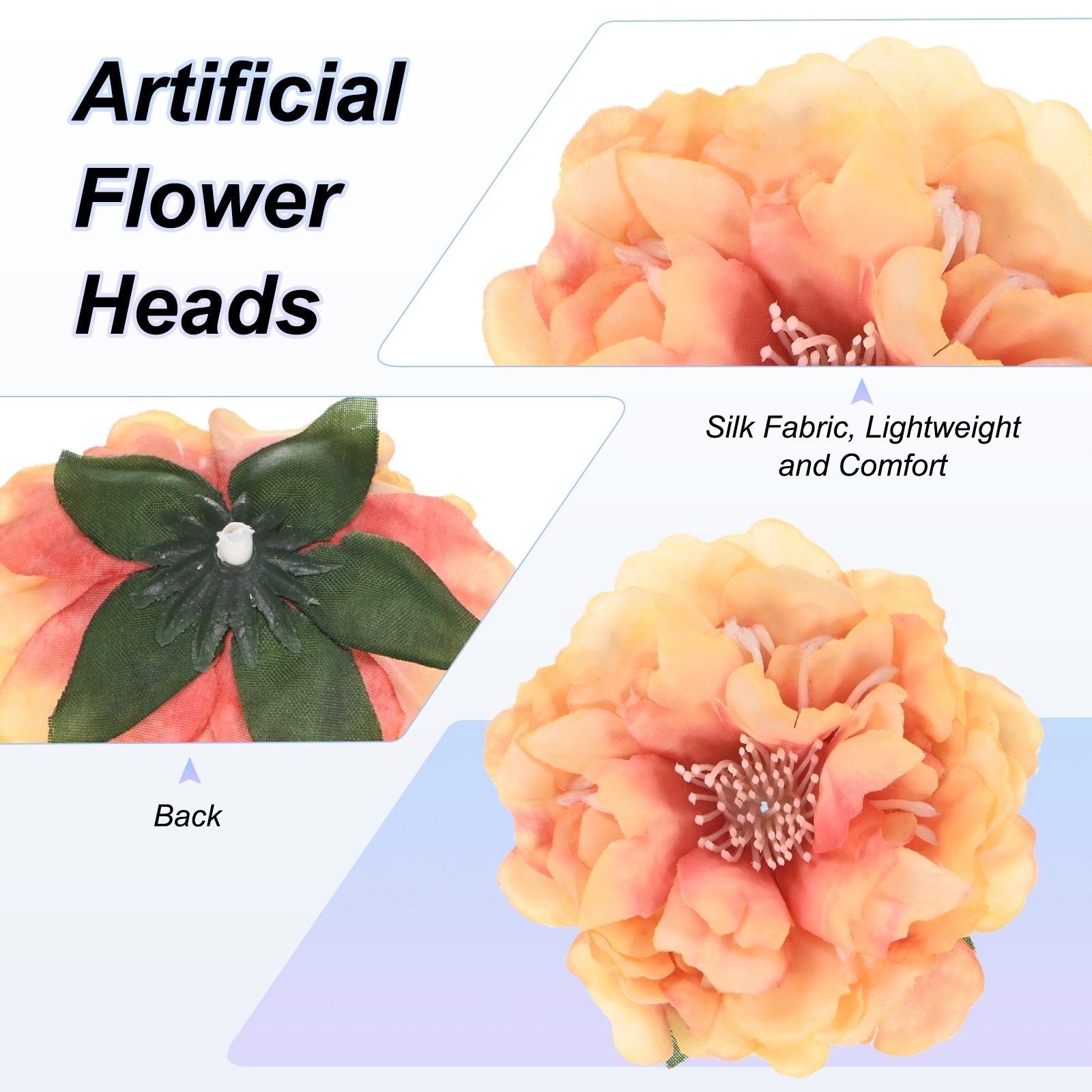 Artificial Peonies Heads, Silk Faux Peony Head for Wedding/Bouquet/Flower Wall/DIY Crafts/Party Decoration