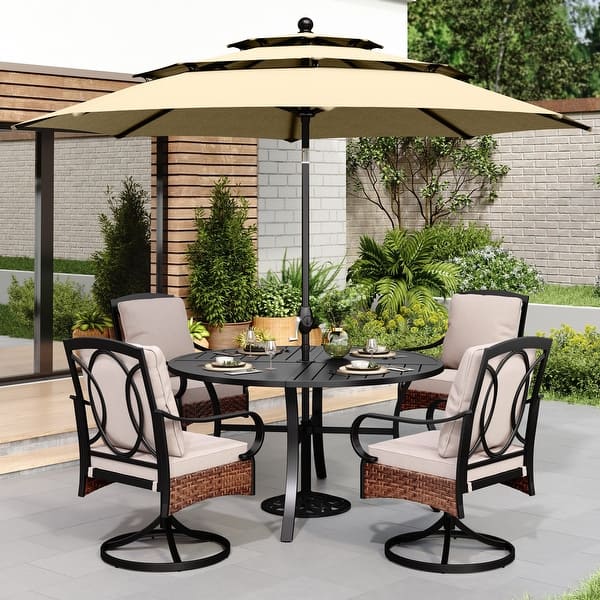 6 piece outdoor patio set with umbrella Folding Dining piece folding dining set is ideal for small gatherings MAISONundefinedARTS 6 Pieces Metal Patio