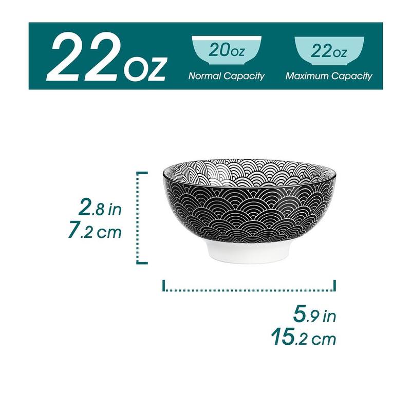 vancasso Macaron Porcelain 23Oz. Oriental Cereal Bowls Set