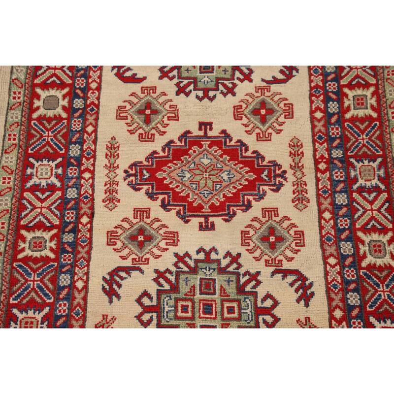 Kazak Accent Rug Handmade Beige Wool Carpet - 3'3"x 5'4"