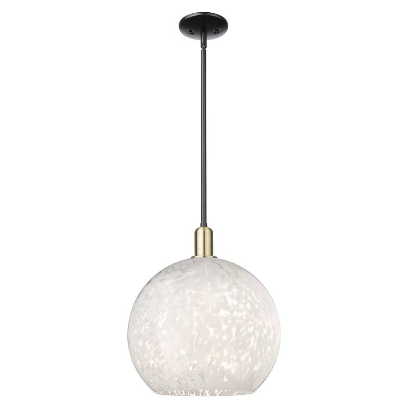 Innovations Lighting Endless Possibilities Arcadia - White Mouchette - 1 Light 14" Stem Hung Mini Pendant - Black Antique Brass