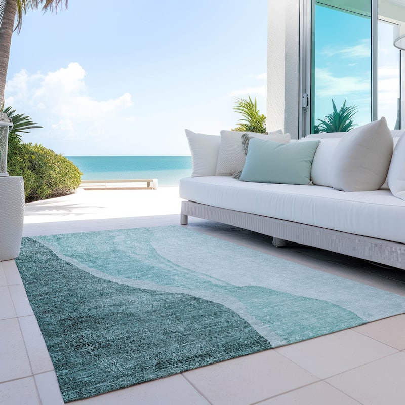 Machine Washable Indoor/ Outdoor Chantille Modern Abstract Rug