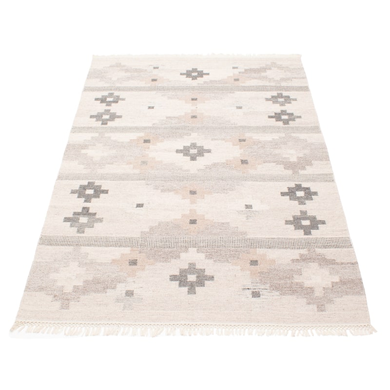 ECARPETGALLERY Flat-Weave Ankara FW Beige Wool Kilim - 5'0 x 8'0