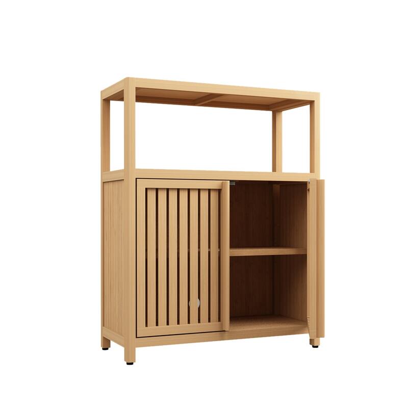 Large Capacity Bamboo Storage Cabinet With Shelves