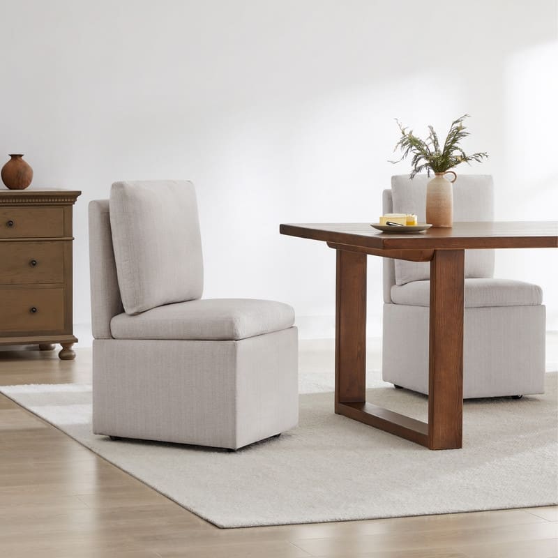 Nathan Dining Chair with Caster & Storage Set of 2