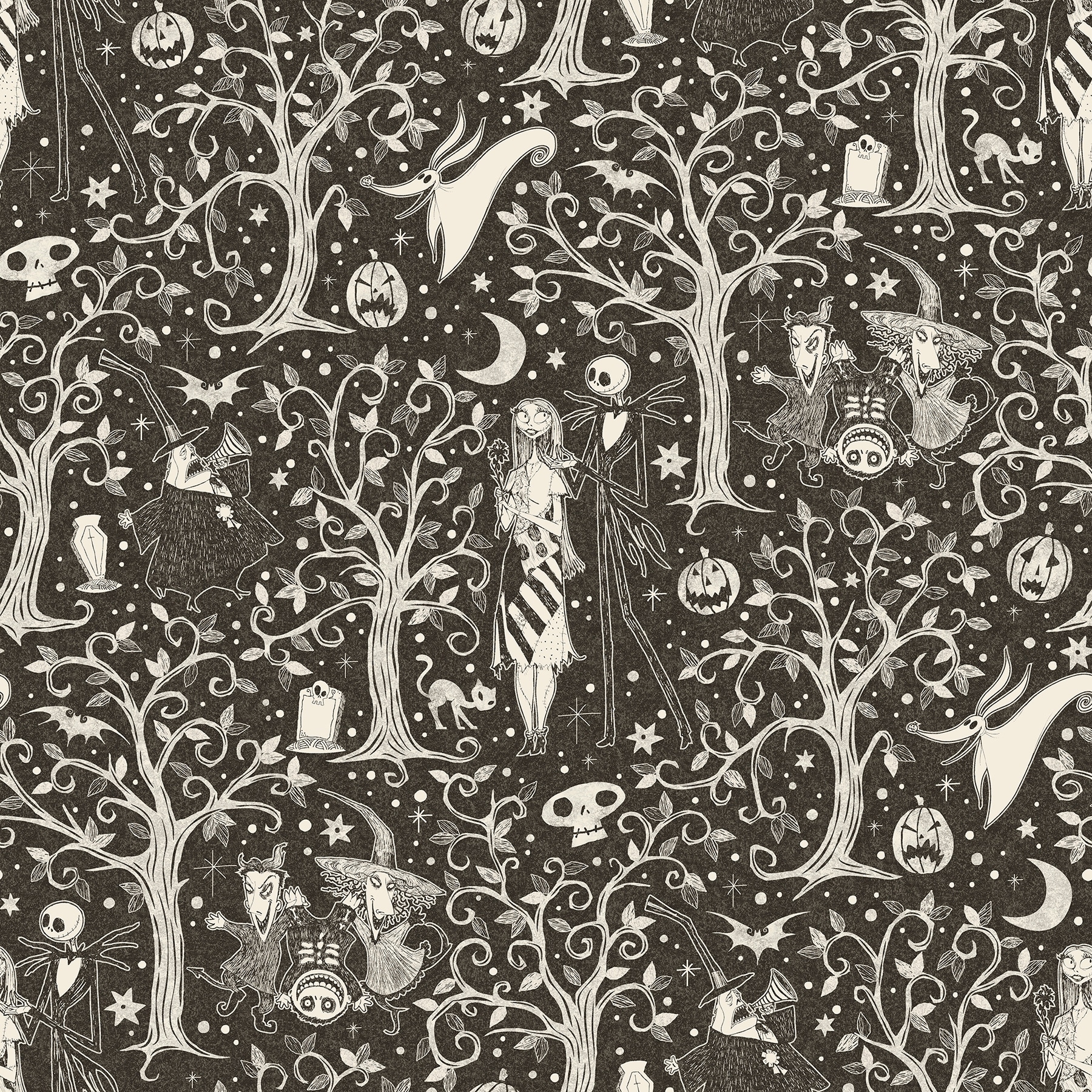 Disney Tim Burton's The Nightmare Before Christmas Sepia Forest Peel and Stick Wallpaper by RoomMates
