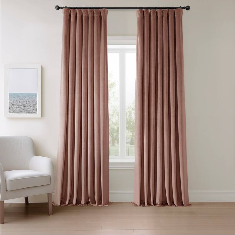 Exclusive Fabrics Heritage Plush Velvet Room Darkening Curtains (1 Panel) Luxury Velvet Curtains for Bedroom & Living Room. - 50 X 84 - Wild Rose