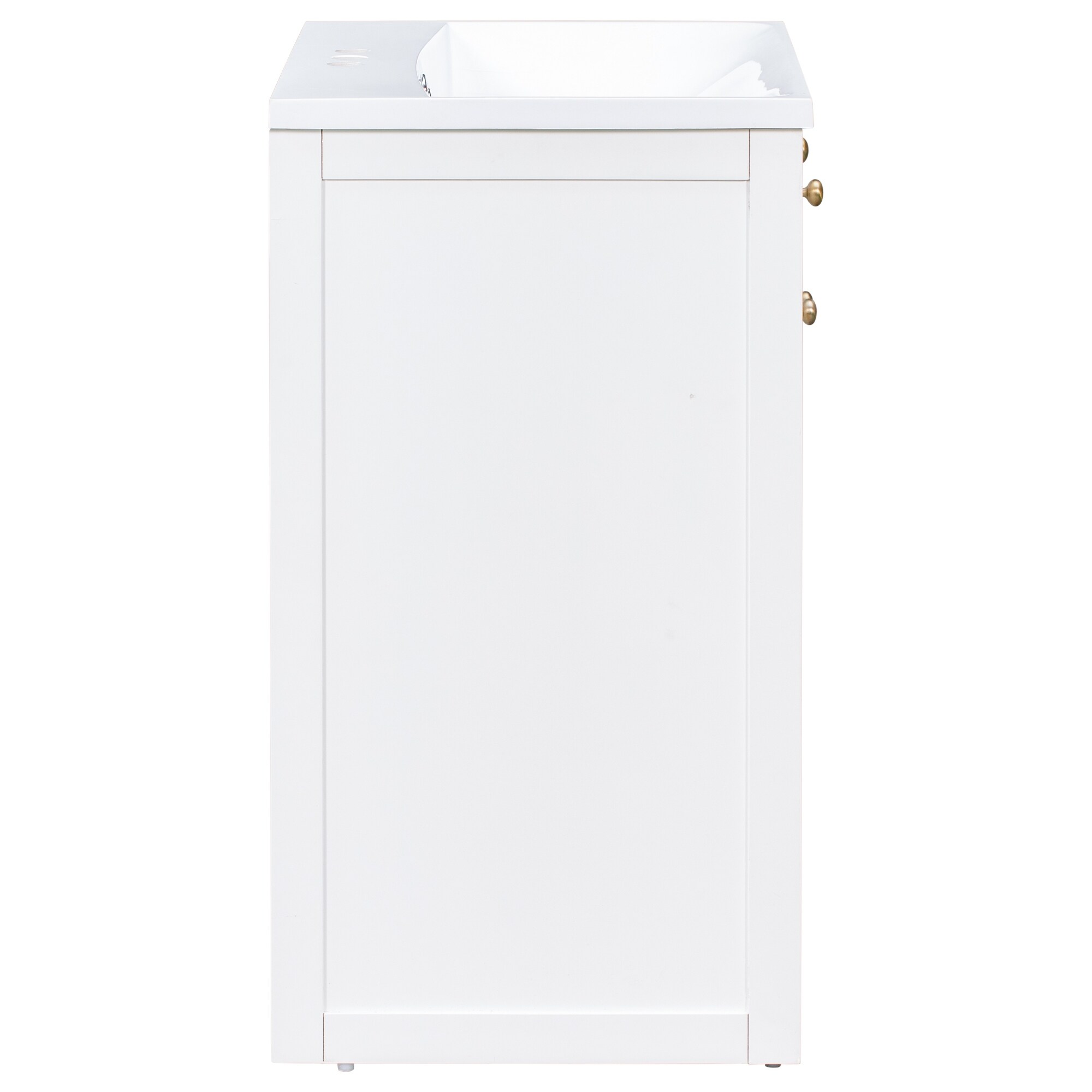 HABITRIO 24 Wood Bathroom Vanity W/Resin Sink Storage Cabinet Pull-out  Footrest