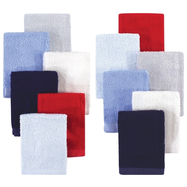 slide 1 of 1, Hudson Baby Infant Boy Rayon from Bamboo Woven Washcloths 12pk, Blue Red, One Size - Blue Red - One Size One Size - Blue Red