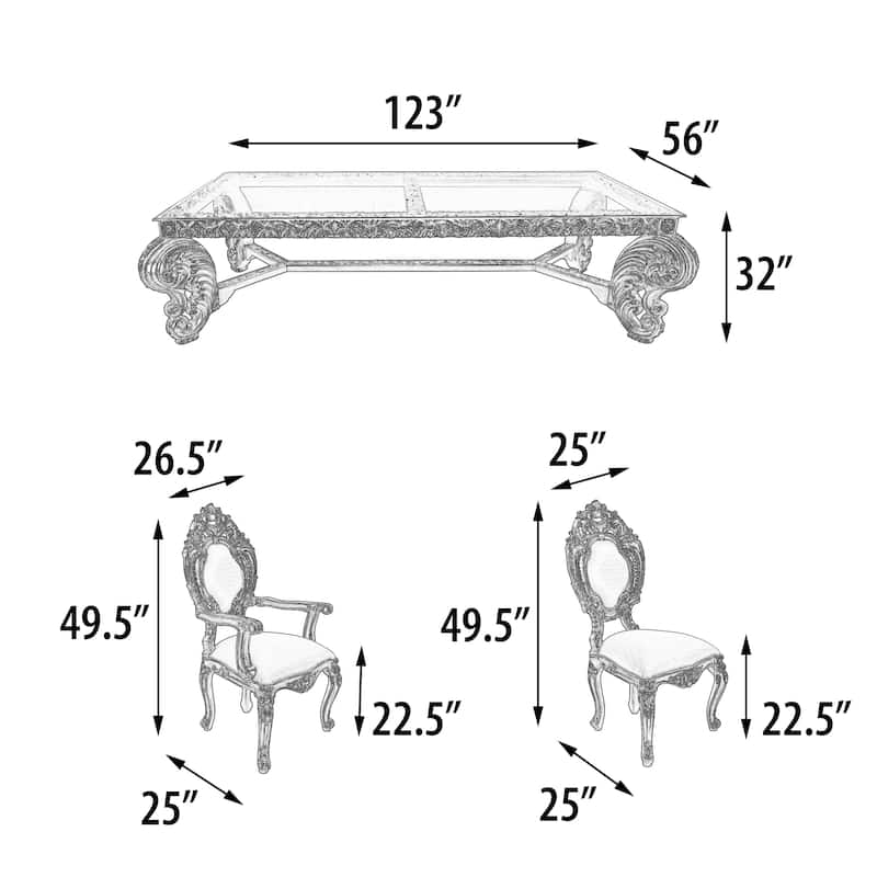 Platine Rococo Dining Table Set of 9 (KIT)