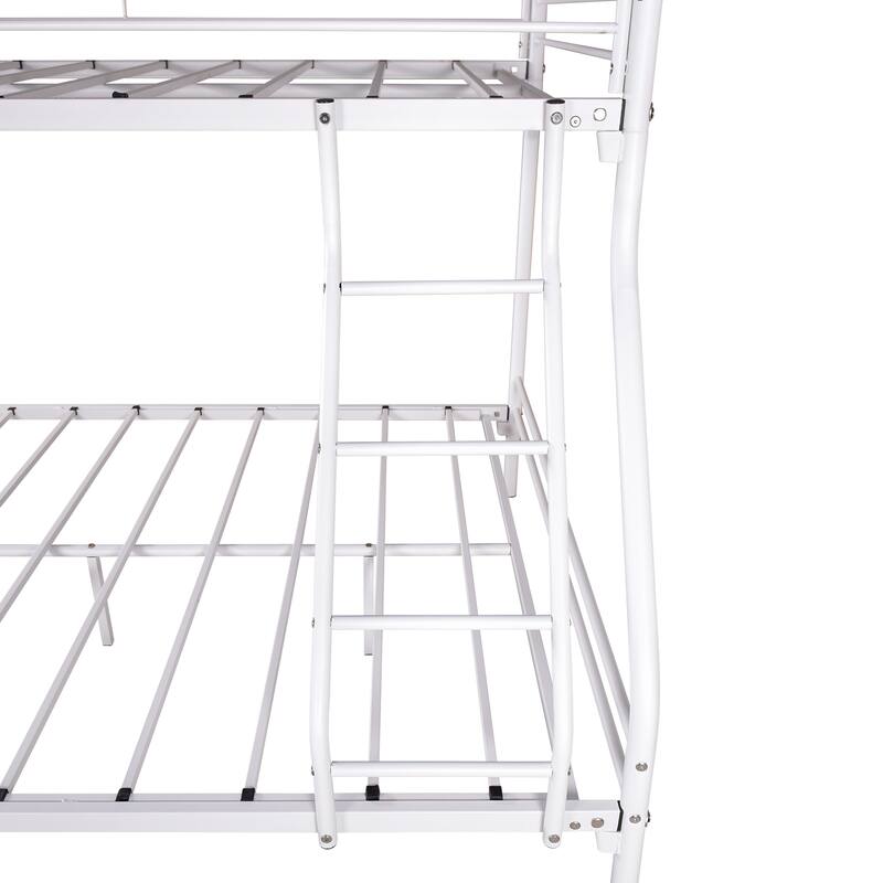 Heavy Duty Twin-Over-Full Metal Bunk Bed with Inclined Ladder, Safety Guardrails & Under-Bed Storage - No Box Spring Needed
