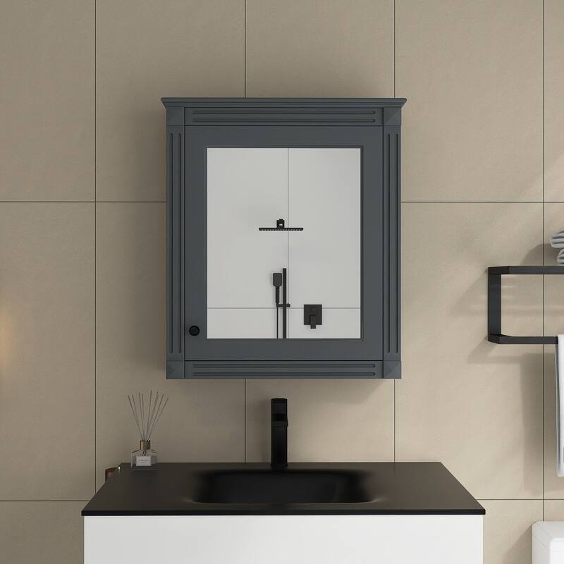 24'' x 27'' Wall Mounted Medicine Cabinet with Height Adjustable Shelf - Grey