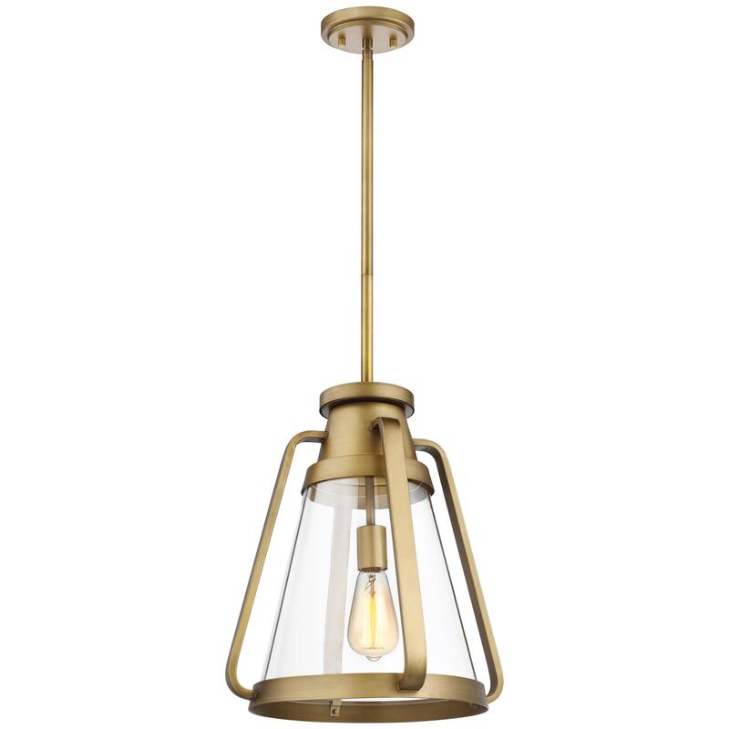 Everett 1 Light 14 Inch Pendant Natural Brass with Clear Glass - Natural Brass