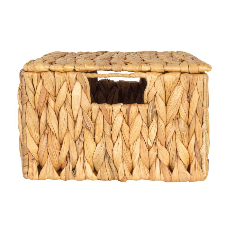 Household Essentials Water Hyacinth Nesting Basket Set with Lid, Set of 3 - 14.2"L x 11.0"W x 7.1"H