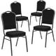 preview thumbnail 3 of 25, 4 Pack Crown Back Stacking Banquet Chair Black Dot Patterned Fabric/Silver Vein Frame