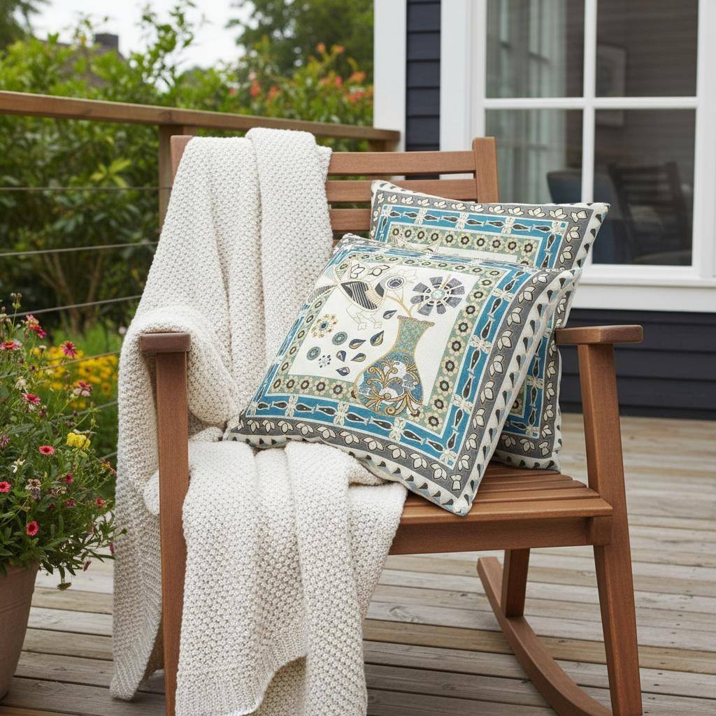 HomeRoots Set of Two 16" X 16" Green and Yellow Peacock Blown Seam Floral Indoor Outdoor Throw Pillow - 16.00' X '16.00' X '5.00