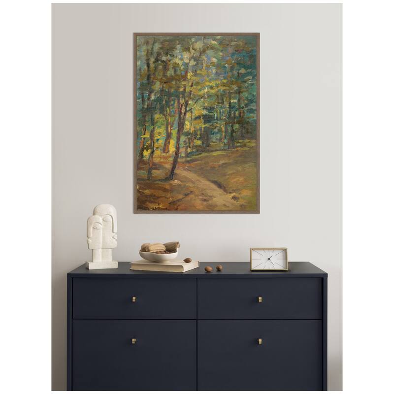 Kate and Laurel Forest interior by Leopold Horovitz by Nostalgia Prints Framed Canvas Wall Art Print