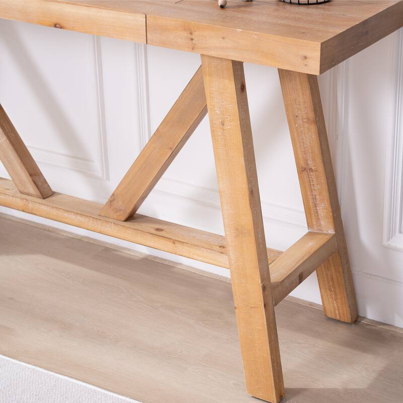 58.5" Farmhouse A- frame Wood Console Table, Spacious Surface