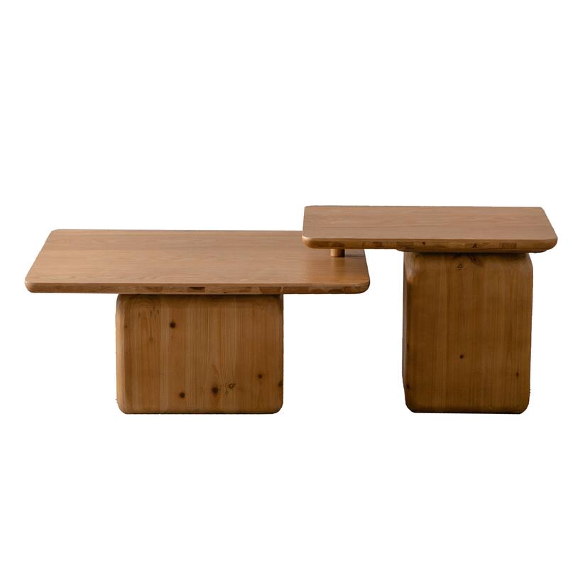 Vintage Fashion Style Square Coffee Table with Wood Grain Finish, for Living Room Office and Dining Room Black Set of 2