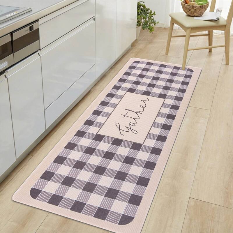 World Rug Gallery Gather Plaid Anti-Fatigue Standing Mat - 18"x47"