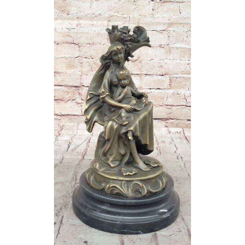 Signed Original Milo Mother Holding Baby Boy Maternity Bronze Sculpture Art