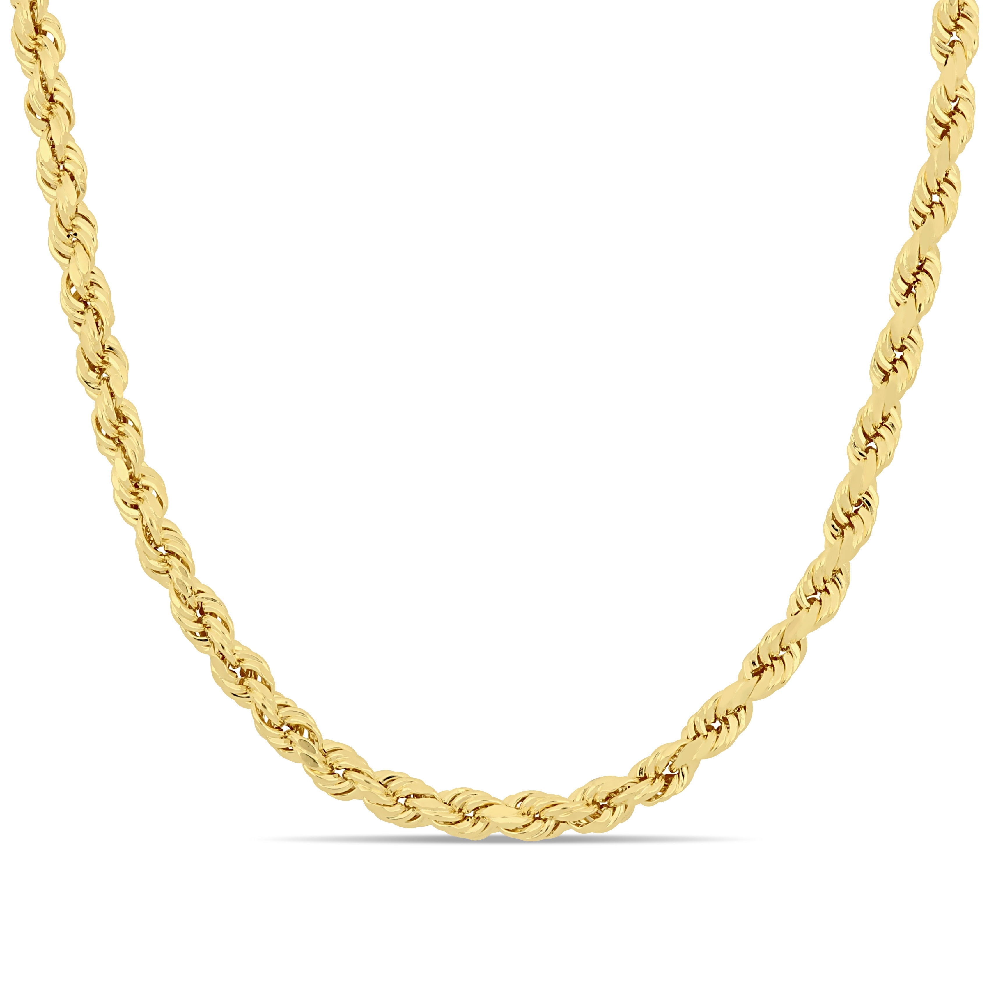 Miadora 4mm Rope Chain Necklace with Lobster Clasp in 10K Yellow Gold