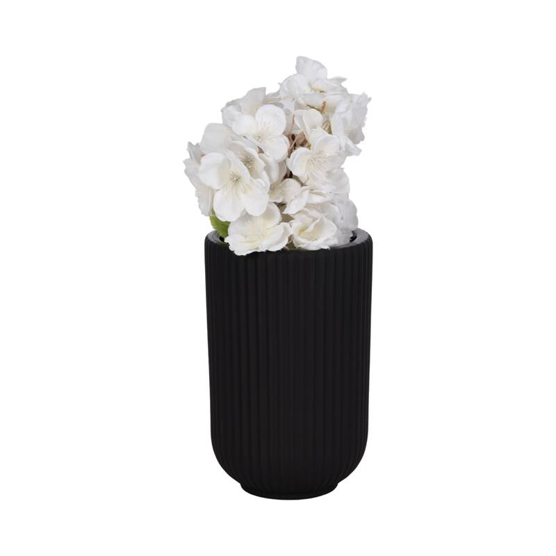 Sagebrook Home Ceramic Ridged Vase Classic Decorative Vase for Home or Office Flower Display