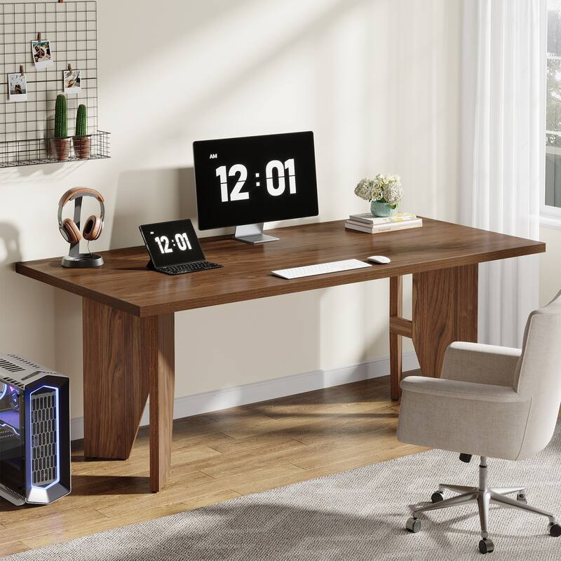 63" Executive Desk, Farmhouse Office Computer Desk with Sturdy Legs