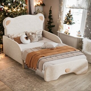 Beige Twin XL Cute Design Upholstered Platform Bed Stretchable Vaulted Sofa Bed