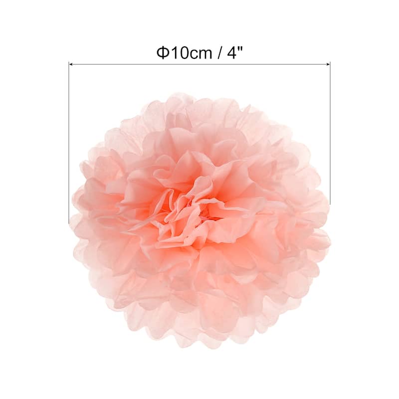 20Pcs Tissue Pom Poms Paper Flowers Ball Party Wedding Decor - Light Orange - 4"