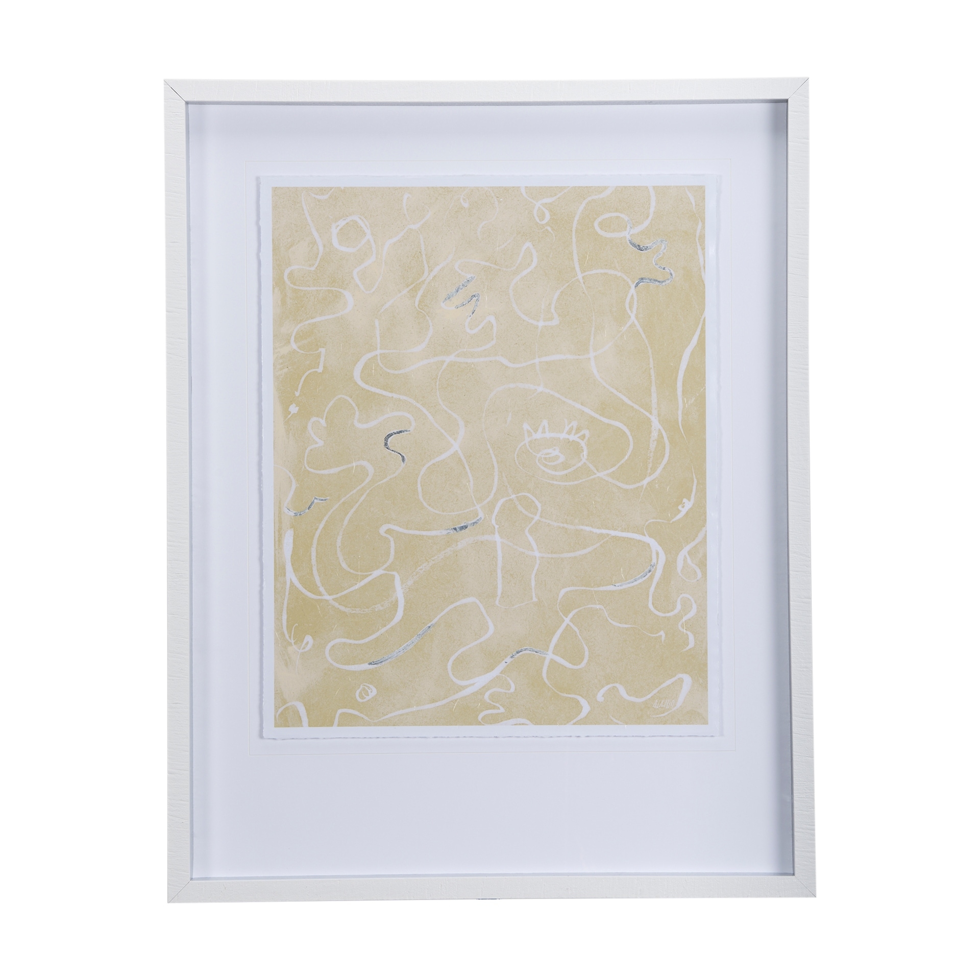 Thread Yellow II by Mercana Studio a Hand Embellished Textured Framed Art Print Matted under Glass
