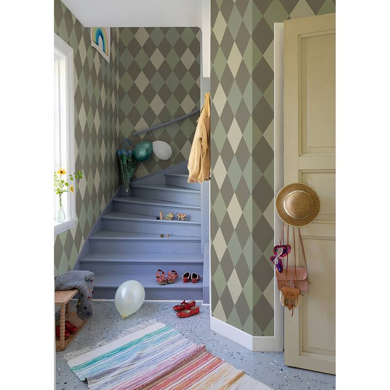 A-Street Prints Kalas Olive Diamond Wallpaper