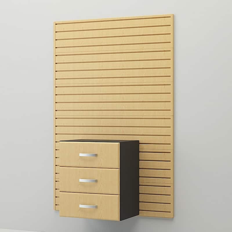36 Piece Slatwall Panel, Cabinet, Hook, Bin, Shelf and Workstation Storage Set