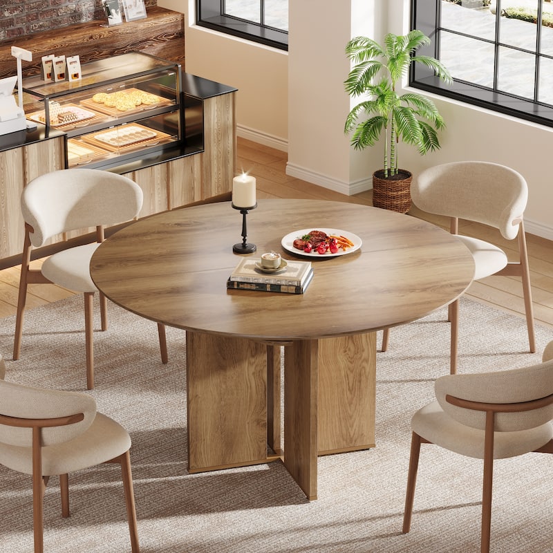 39.37" Round Dining Table for 4, Kitchen Table with Storage Shelf for Dining Room, Living Room, Kitchen