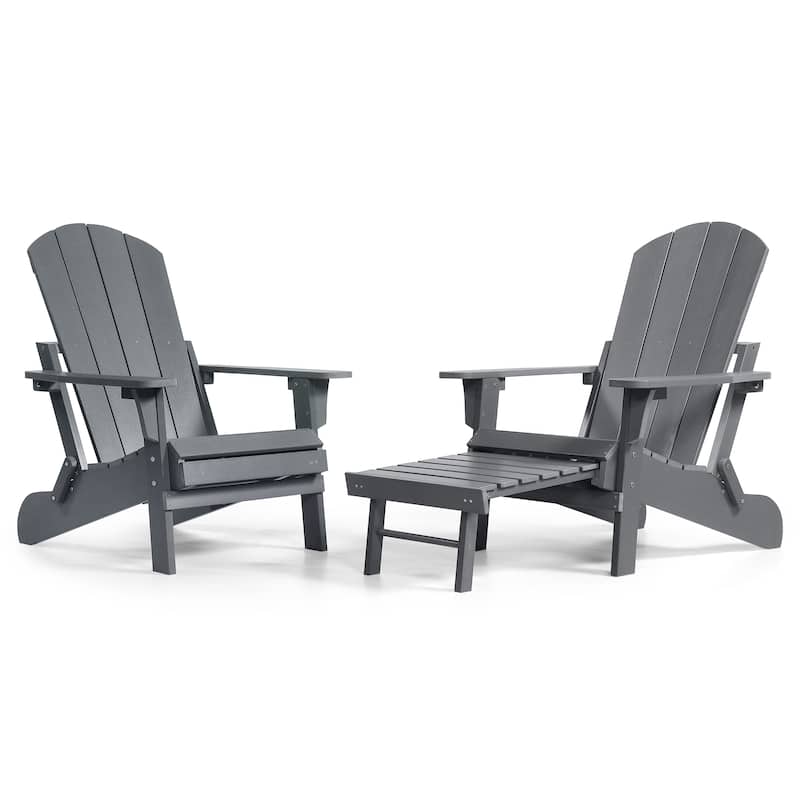 Hurley Folding Poly Adirondack Chair with Pull-out Ottoman (Set of 2)