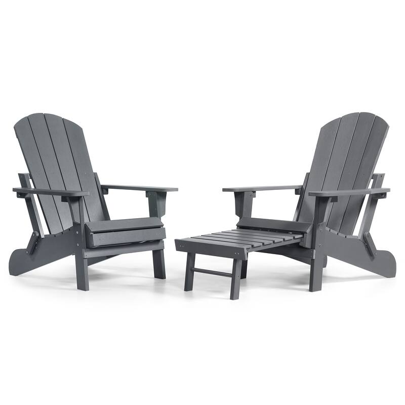 Seaton Folding Poly Adirondack Chair with Pull-out Ottoman, Set of 2