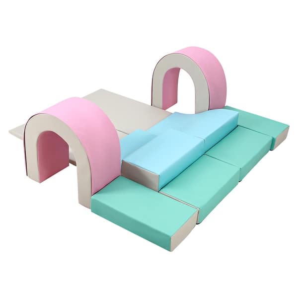 slide 2 of 8, Foam Climbing Blocks Set - 10PCS Indoor Active Playset, Soft Climbing Indoor Set for Infants, Preschools, Toddlers 1 & Up