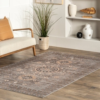 Nuloom Tama SpinClean Circle Medallion Machine Washable Area Rug