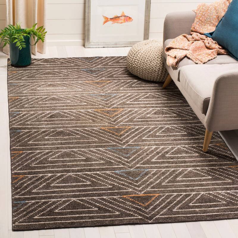 SAFAVIEH Hand-knotted Stone Wash Frusina Modern Wool Rug - 8' x 10' - Dark Brown/Multi