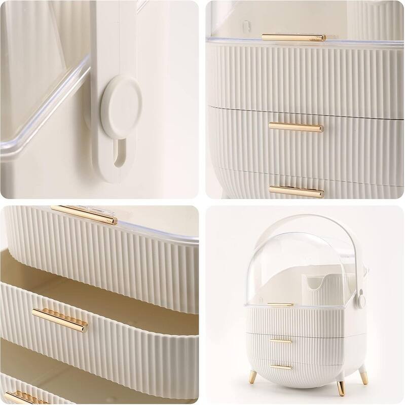 Makeup Organizer,Cosmetics Display Case With 2-Layer Storage Box - 11.2*7.2*14.5in,
