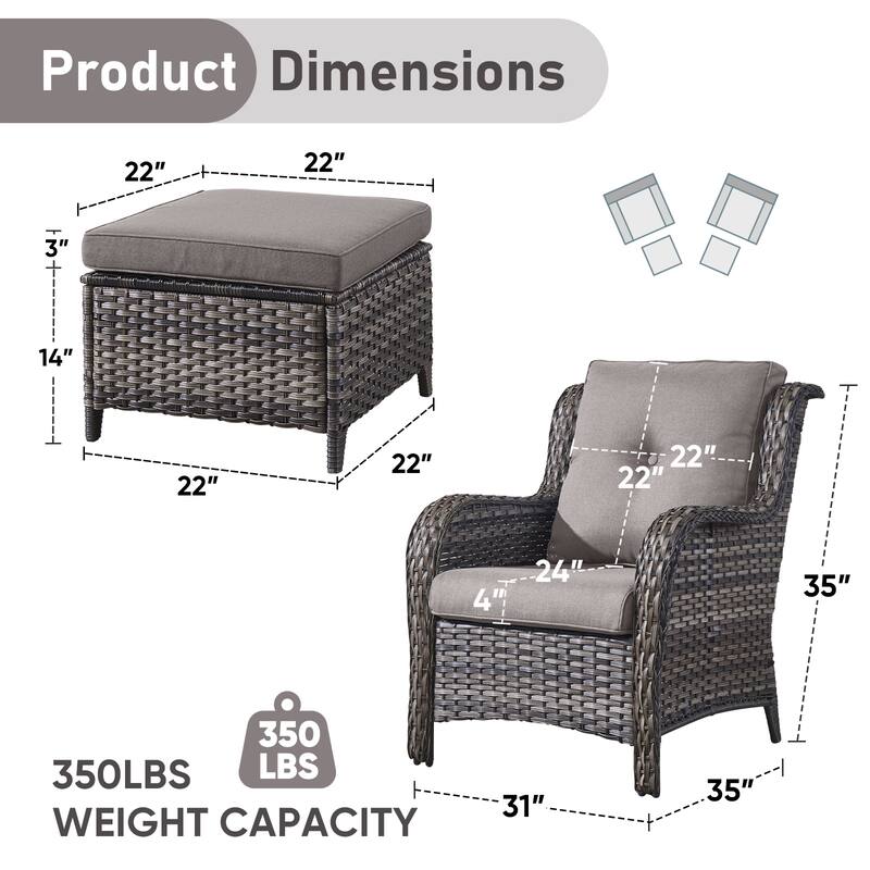 Outdoor Arm Chair with Cushion Rattan Chair