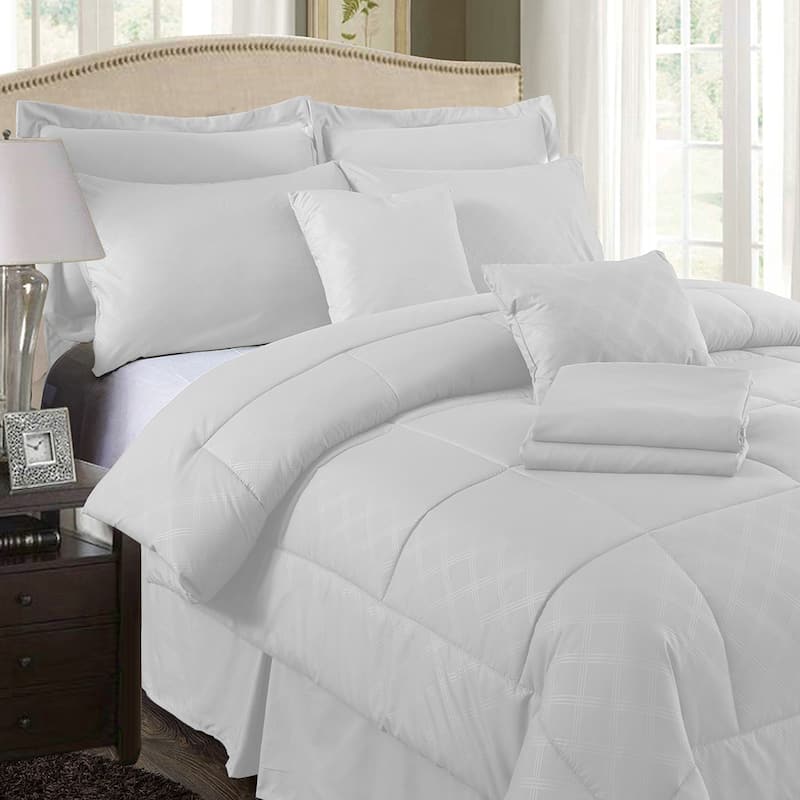 White Plaid Comforter Set