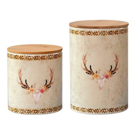 HiEnd Accents 2 PC Skull Design Canister Set