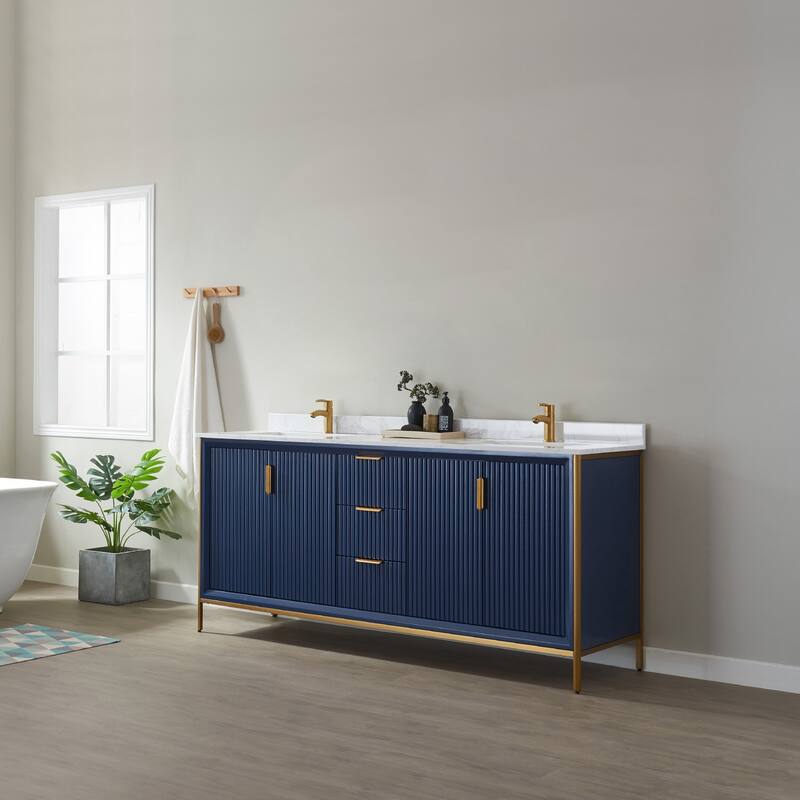 Granada 72" Vanity in Royal Blue with Countertop Without Mirror