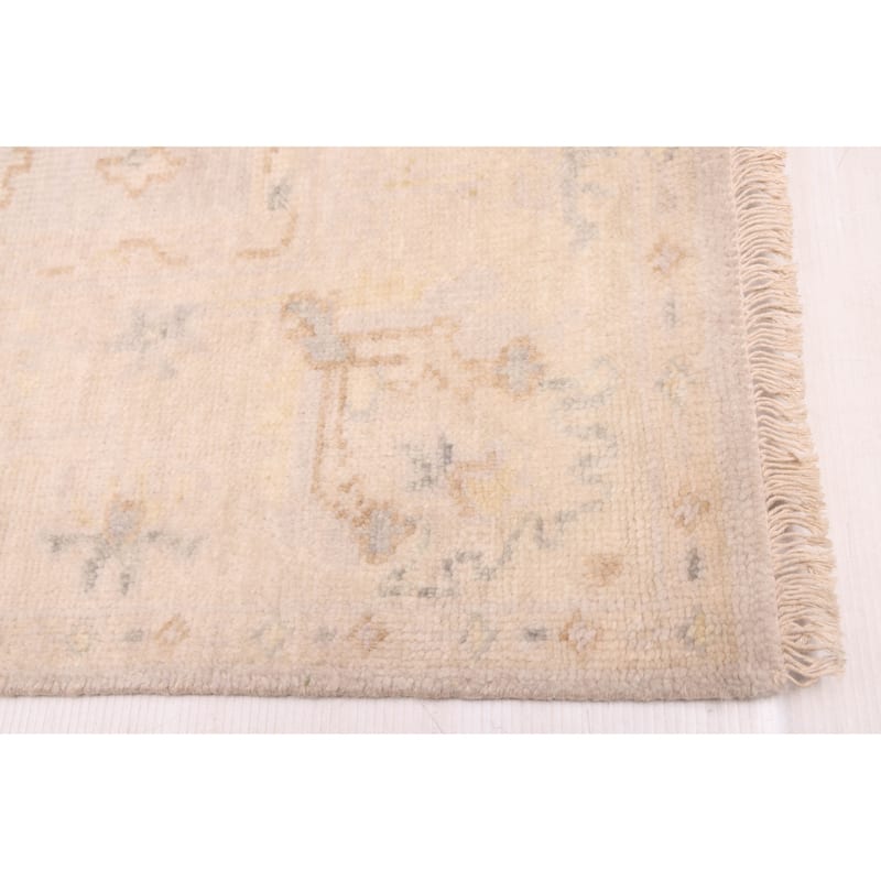 ECARPETGALLERY Hand-knotted Modern Oushak Light Grey Wool Rug - 6'0 x 8'10