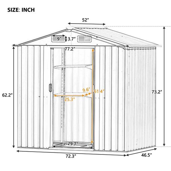 Outdoor Garden Storage Metal Shed with Removable Shelf and Lockable